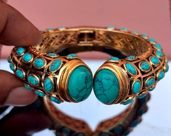 Turkoois armband: vergulde 925 sterlingzilveren armband.