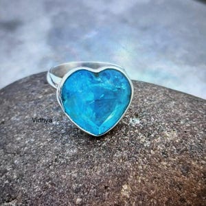 925 Sterling Silver Ring ,Blue Paraiba Tourmaline Crystal Rings, Paraiba Tourmaline, Gemstone Paraiba, Gifts for Her, Heart Shape Ring.