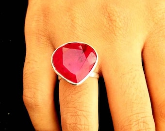 Handmade Ruby Ring: Dainty Sterling Silver July Birthstone