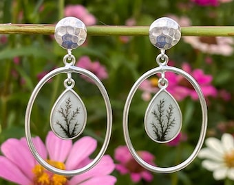 Dendrite Opal Sterling Silver Earrings: Handmade Nature-Inspired Jewelry