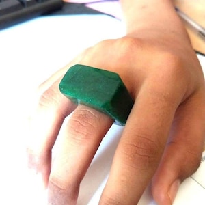 Green Jade Stone Ring – Natural Gemstone Ring – Handmade Jade Jewelry – Healing Crystal Ring – Boho Ring – Gift for Her – Lucky Ring .