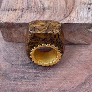 Jasper Ring : 925 Sterling Silver Gold Plated Jewelry .