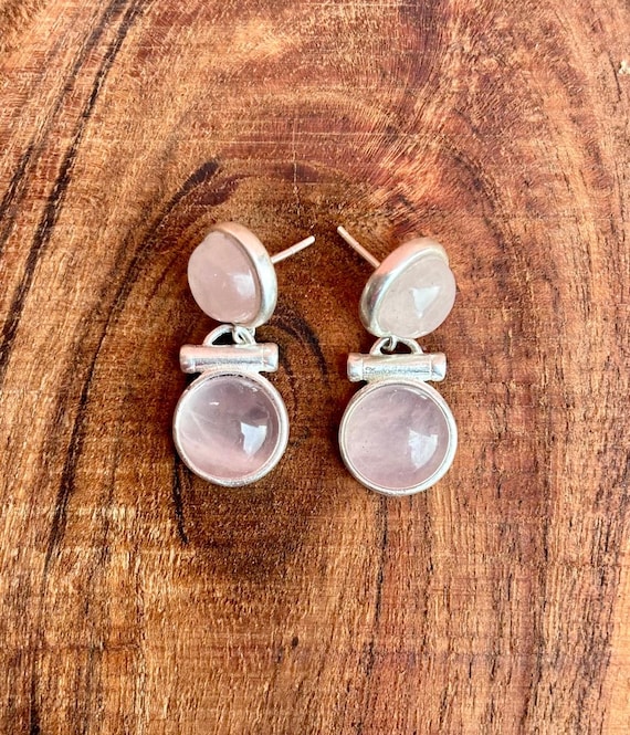 Rose Quartz Earring-925 Sterling Silver Earring .