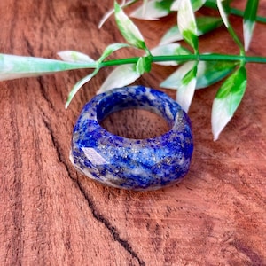 Lapis Lazuli Ring – Natural Blue Gemstone Ring – Sterling Silver or Gold – Handmade Jewelry , Lapis Ring – Deep Blue Stone Ring – Boho  Ring