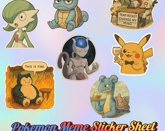 Pokemon Meme PNG Stickers - Print and Cut Book Stickers, Digital Download, Print and Cut Cricut, Silhouette