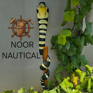 Hand-Carved Wooden Walking Stick with Snake Design | Unique Wood Walking Cane | Handmade Hiking Stick | Rustic Cane for Men and Women&quot;