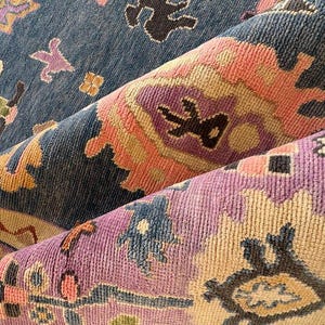 Hand Knotted Oushak Rug – Vintage Turkish Wool Carpet, Traditional Area Rug for Living Room, Bedroom, Boho or Farmhouse Decor Rug