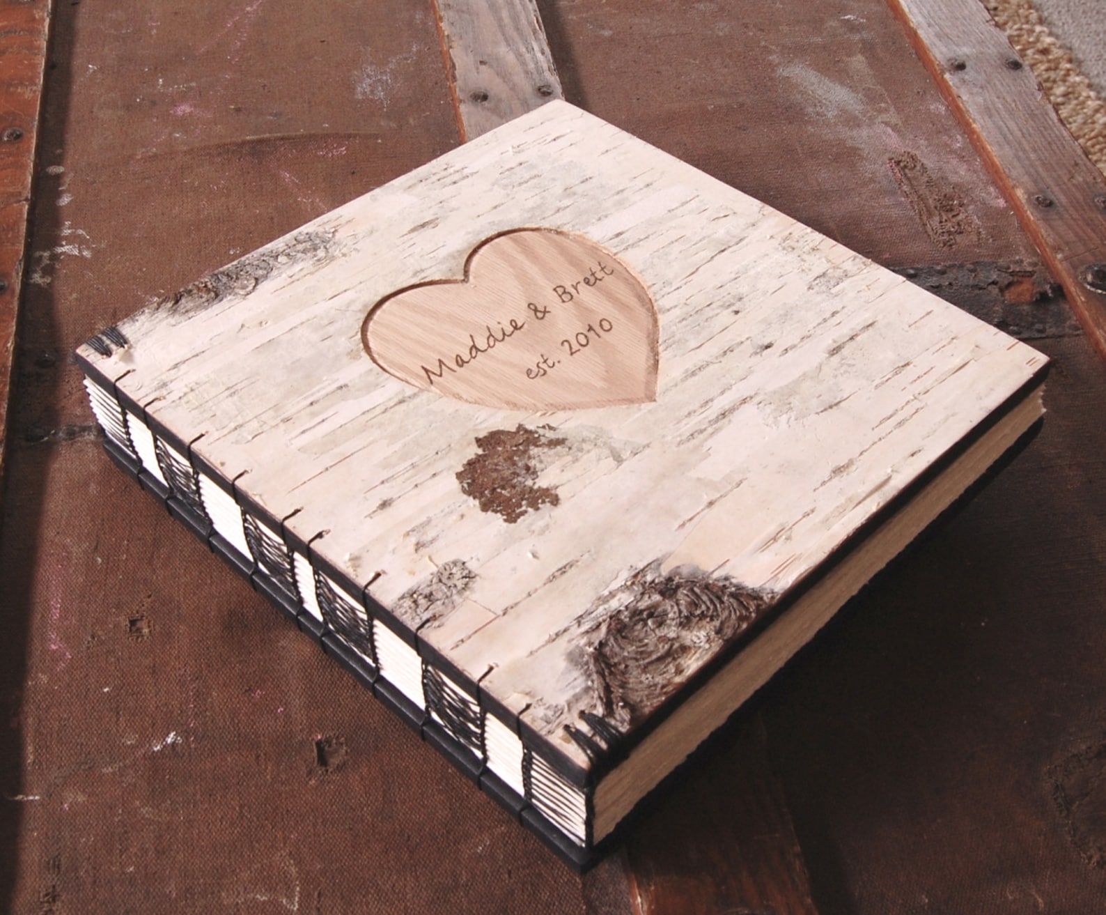 Engraved Wood Photo Album Rustic Wedding Photo Guestbook Etsy