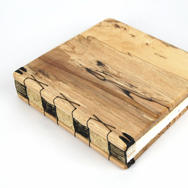 unique handmade journal  or wedding guest book - spalted maple  wood guest book - ready to ship