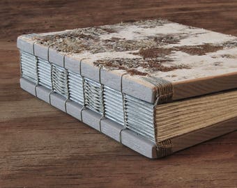 birch wedding guest book or wood journal - birch bark cabin guest book   natural  unique wedding anniversary gift memorial ready to ship