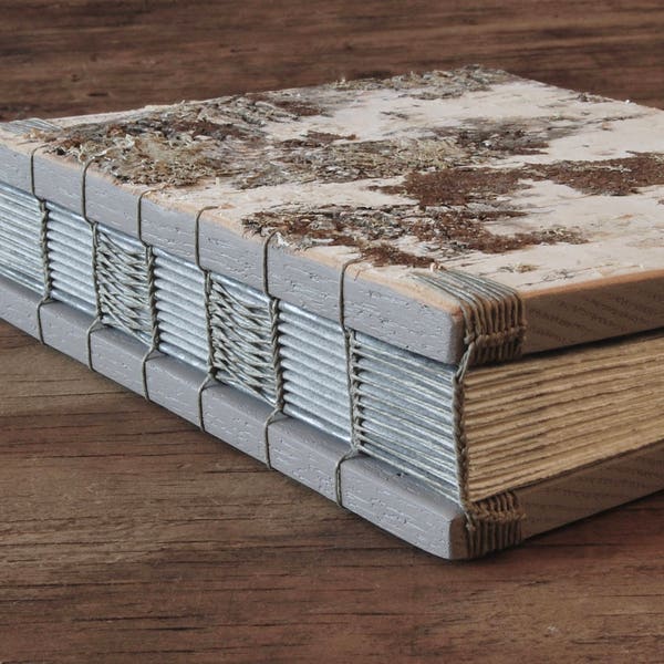 birch wedding guest book or wood journal - birch bark cabin guest book   natural  unique wedding anniversary gift memorial ready to ship