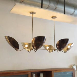 Modern Brass Chandelier 6-Light Pendant Ceiling Fixture Contemporary Dining Room Light Sculptural Art Deco Light Retro Modern Interior Decor