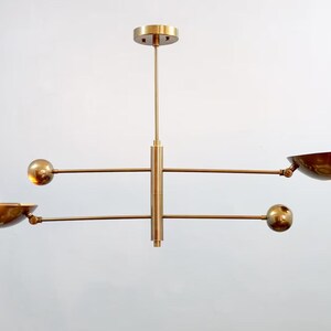 Modern Brass Balance Chandelier Mid-Century Adjustable Pendant Light Double Arm Ceiling Fixture for Bedroom Bathroom Hallway or Living Room