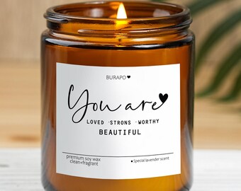You Are Worthy Motivational Candle,You Are Enough Wellness Gifts,Best Friend Birthday,Gift For Friend,Birthday Gift for her, Funny Candle