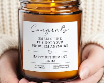 Retirement Candle Gift, Funny Farewell Gift for Coworker or Boss, Happy Retirement Present for Retiree, Office Party Keepsake