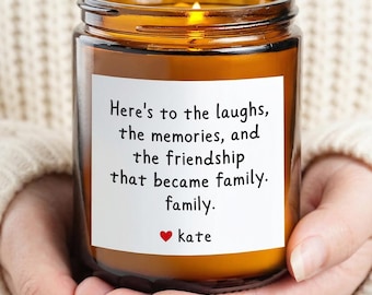 Best Friend Candle, Personalized Friendship Gift for Her, Meaningful Friends Become Family Keepsake for Birthday or Christmas