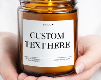 Custom candle, Blank label candle, Soy candle, Create your own candle label, creative candle, custom text gifts personalized gifts