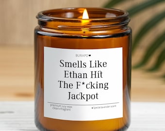 Gepersonaliseerde verlovingskaars, verlovingskaars, ruikt naar jackpot, voorstel cadeau, vrijgezellenfeest, aangepast verlovingscadeau, toekomstig mevrouw cadeau