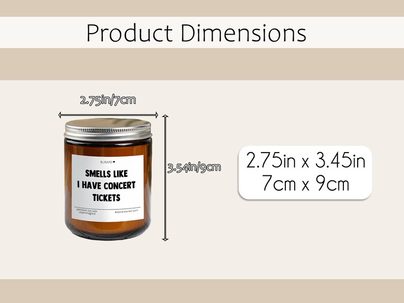 May include: A brown glass candle jar with a silver lid. The label reads "SMELLS LIKE I HAVE CONCERT TICKETS." The candle is 7cm in diameter and 9cm tall.