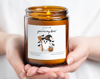 Velas de Halloween con la frase "Eres mi Boo", Vela de Halloween, Regalo de Halloween para novia, Decoración de Halloween, Vela con aroma a otoño,