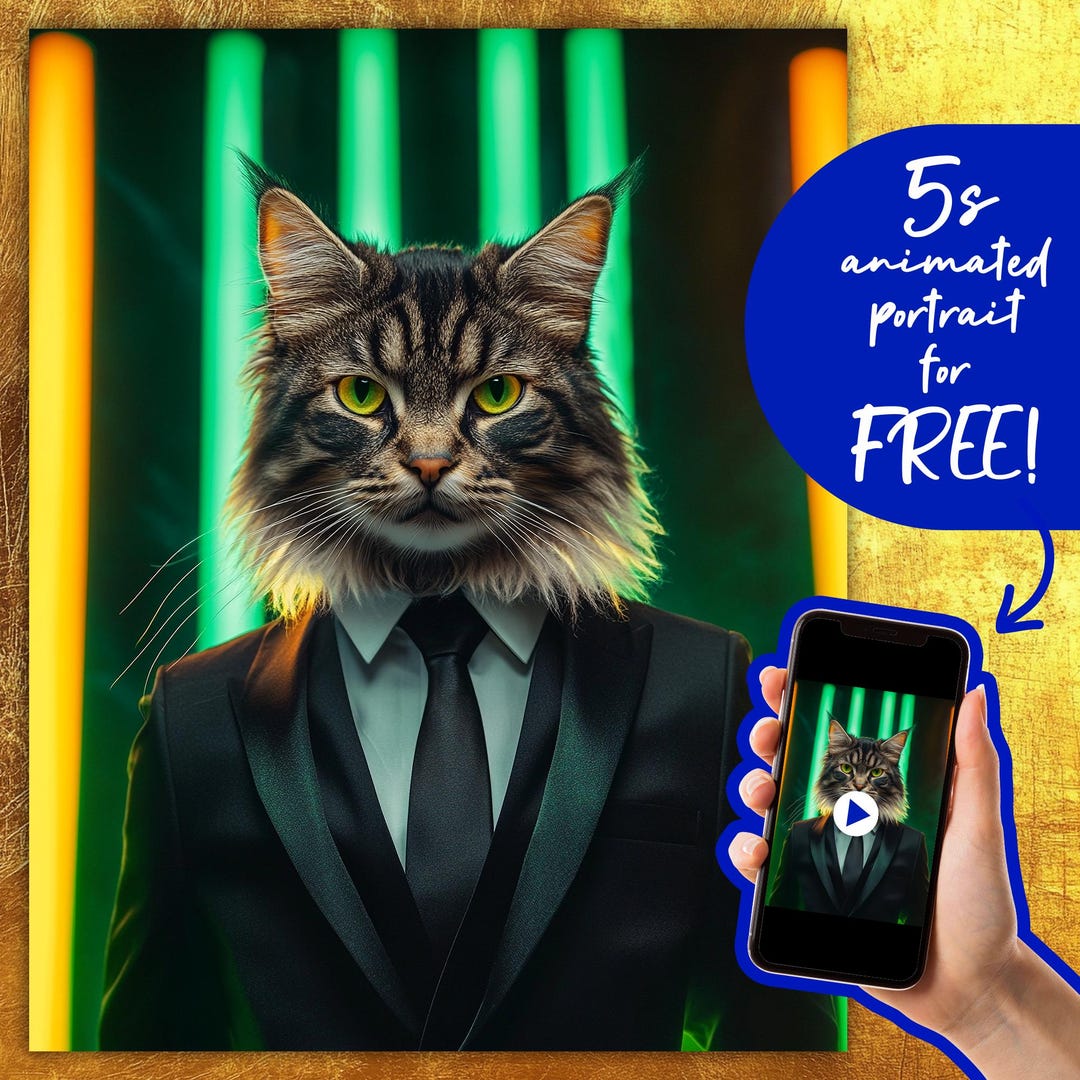 Custom Pet Portrait – Cat Neon Studio Photo, Gift for Cat Lovers ...