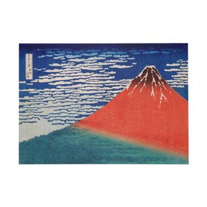 Puzzle - Hokusai Red Fuji - 1000-Piece Jigsaw Game, Tranquil Morning Mountain Landscape Art, Hope and New Beginnings Activity, Mindful