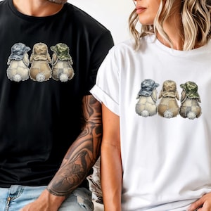 T-Shirt mit Hasen - Camouflage T Shirt - Patchwork Hase Tshirt - Shirt Frühling - Retro Osterhasen