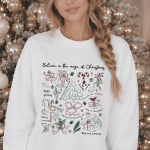 Pullover mit Weihnachtsmotiv Unisex | Christmas Doodle Shirt | Vintage Sweater | Doodle Art | Pulli Weihnachten Damen