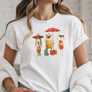 Maglietta divertente con cane per uomo e donna | Maglietta con cartone animato di cane divertente | Design originale per le vacanze con cane | Regalo per gli amanti dei cani