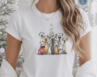 Weihnachtsshirt Hund Unisex | Weihnachtsshirt Damen | Shirt Weihnachten Herren | T-Shirt Christmas witzig | Tiermotiv T-Shirt