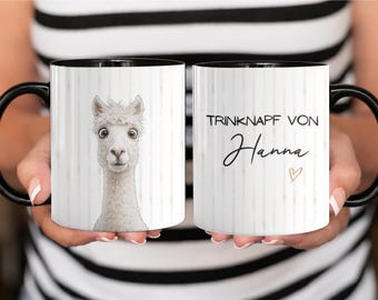 Alpaka Tasse mit Namen | Personalisierte Alpaka Tasse | Lustiger Trinknapf Becher | Geschenk für Alpaka Liebhaber