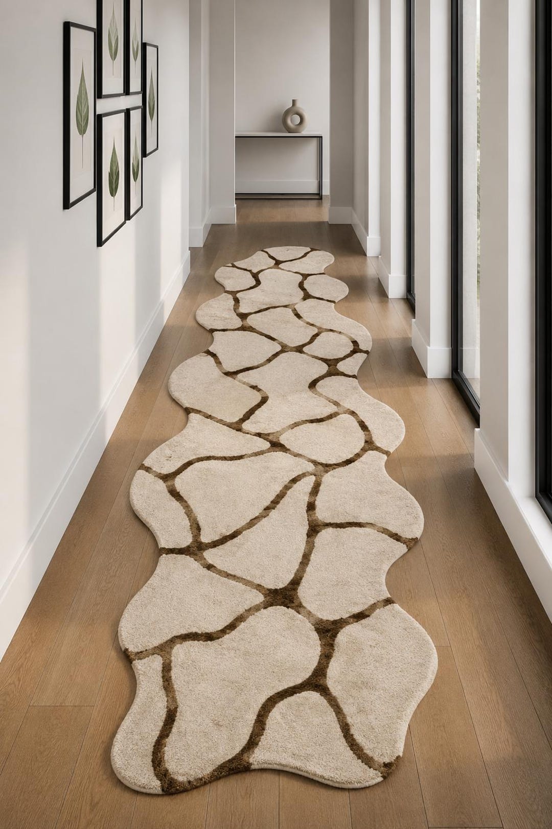 Unique Shape Runner Rug Hand Tufted Abstract Stone Runner, Irregular Wavy Edge Area Rug - Etsy