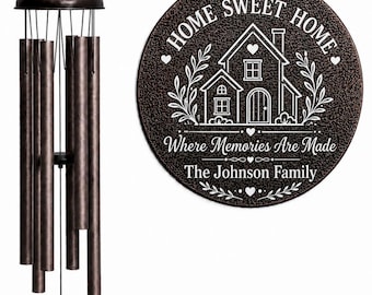 Personalized Housewarming Wind Chime Gift, Custom Family Name, Outdoor Garden Decor, Anniversary Gifts