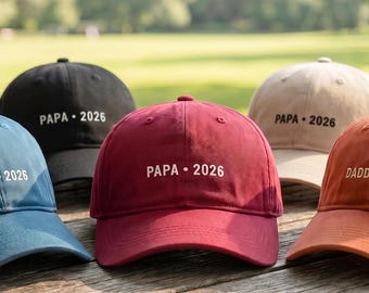 Cappellino da papà vintage personalizzato, cappello con nome ricamato su misura, berretto da baseball in cotone lavato, regalo di compleanno per la festa del papà per la mamma, lui e lei