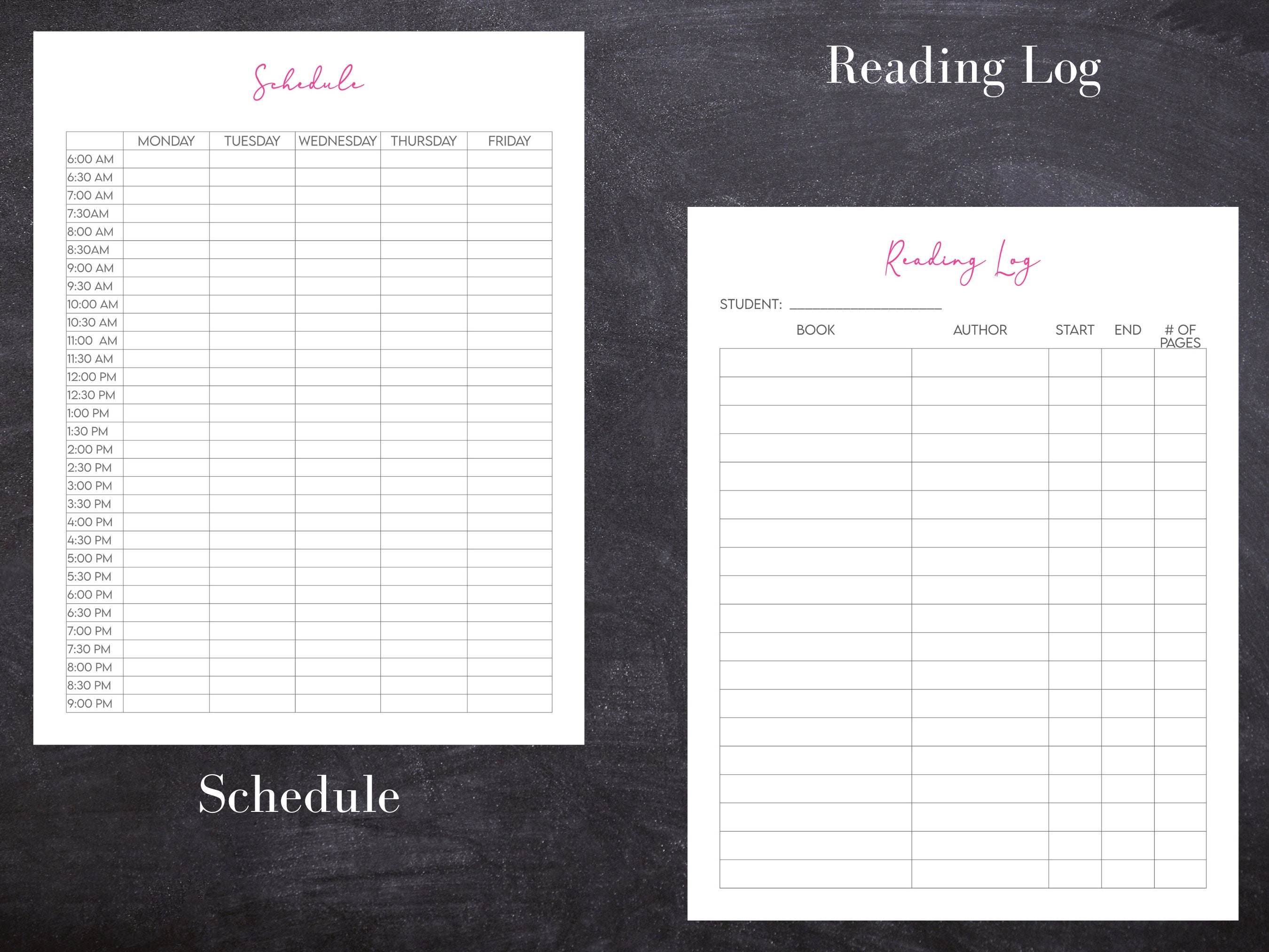 Homeschool Daily Planner Non-dated Printable Pink and Gray - Etsy