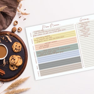 Menu Planner with Grocery Shopping List Printable Fall weekly menu planner