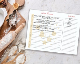 Weekly Menu Planner with grocery list Christmas Holiday Design Printable
