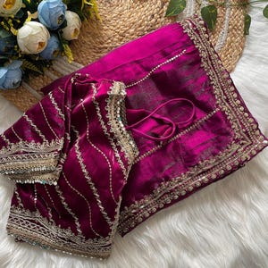Luxury Zimmy Choo Silk Saree with Mirror Work Lace Blouse | Embroidered C-Pallu | Sequin & Zari Saree | Size 42 Blouse