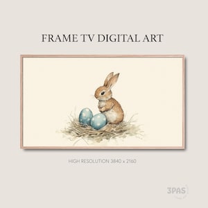 Påskägg och kanin i boet I Vår I Målning Affisch I Vintage I TV-konst I Samsung The Frame