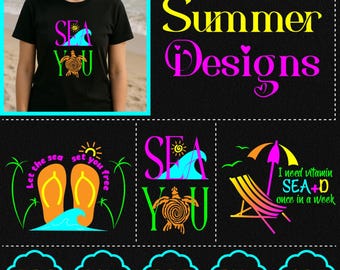 Summer PNG SVG Bundle, Retro Beach Vibes, Salty Summer, Coastal Coquette Bow, Beach Shirt Designs, Tequila Sunshine, Boho Summer Sublimation