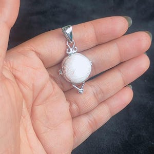 Scolosite Pendant Necklace: Sterling Silver Round Statement Jewelry