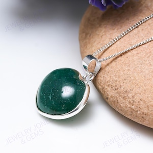 Green Aventurine Heart Pendant Neckless 925 Sterling Silver Crystal Handmade Pendant Necklace