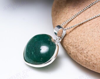 Grüne Aventurin-Herz-Anhänger-Neckless 925 Sterlingsilber-Kristall-handgemachte Anhänger-Halskette