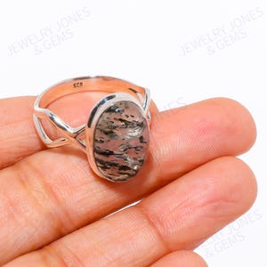 Ring toermalijnkwarts: handgemaakte 925 sterlingzilveren cabochon