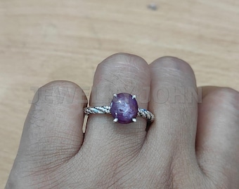 Cabochon Ruby Sterling Silver Ring: Handmade Boho Statement Jewelry