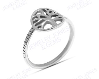 Silver Tree Minimalist Handmade Nature Lover Leaf 925 Sterling Silver Ring