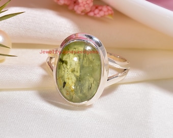 Natural Green Kyanite Ring 925 Sterling Silver Oval Shape Unique Handmade Statement Ring For Women