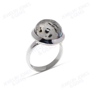 Ring toermalijnkwarts: handgemaakte cabochon-edelsteen 925 sterlingzilver