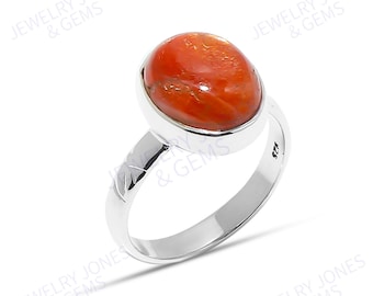 Natural Orange Sunstone Ring 925 Sterling Silver Ring Handmade Ring Statement Ring Oval Sunstone Ring Anniversary Gift For Friend Wife Mom