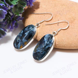Handmade Pietersite Dangle Earrings: 925 Sterling Silver Jewelry